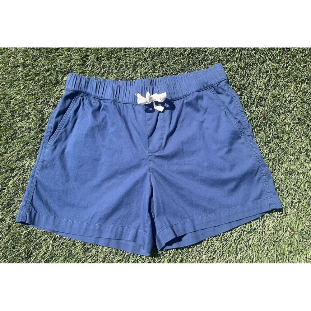 PACT Womens Classic Woven Drawstring Shorts M French Navy Organic Cotton NWOT
